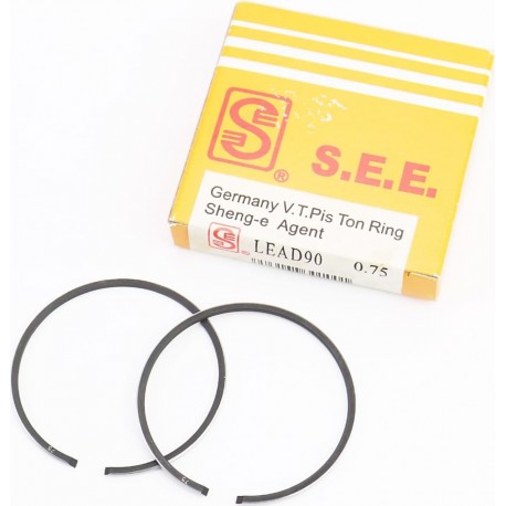 Кольца поршневые Honda LEAD90 48мм+0,75 (замки верхние), жёлтая коробка SEE