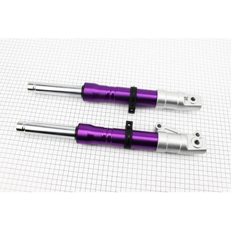 Вилка передня (перо) ліве, праве к-кт 2шт Honda DIO, 370мм (під диск. гальм.) фіолетові Китай