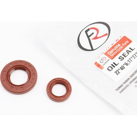 Сальники к-кт 2шт (17x27x6/ 22x40x6) двигуна, Suzuki LET'S, коричневі FENGRI