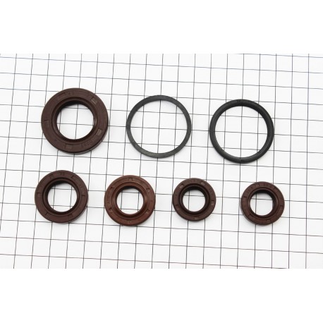 Сальники к-кт 6шт (15,6x25,5x7-2шт/ 17x30x7/ 20x31x7/ 24x40x7/ 33x39x4) двигателя, Honda DIO, коричневые FENGRI