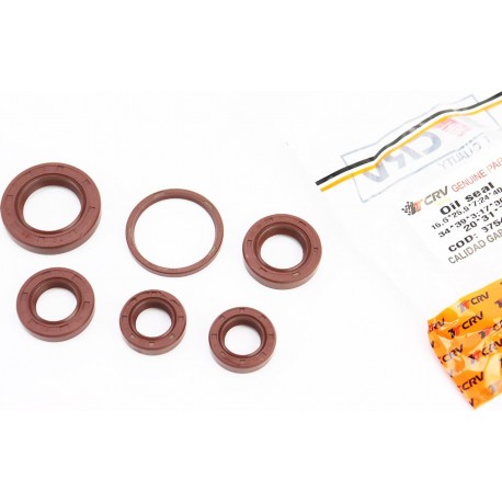 Сальники к-кт 6шт (15,6x25,5x7-2шт/ 17x30x5/ 20x31x7/ 24x40x7/ 34x39x4) двигателя, Honda DIO, коричневые, от 10шт -10% TT CRV