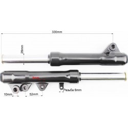 Вилка передня (перо) ліве, праве к-кт 2шт Yamaha JOG SA-16, 330мм (під диск. гальм) Китай