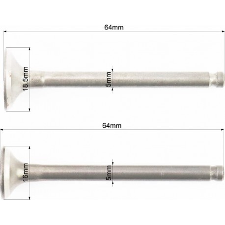 Клапана впускной (H-64/ D-18,5), выпускной (H-64/ D-16) к-кт 2шт Китай