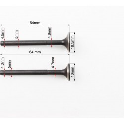 Клапана впускной (H-64/ D-18,5), выпускной-немагнитный (H-64/ D-16) к-кт 2шт ZHENGHE