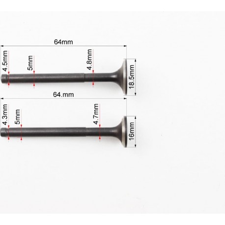 Клапана впускний (H-64/ D-18,5), випускний-немагнітний (H-64/ D-16) к-кт 2шт ZHENGHE