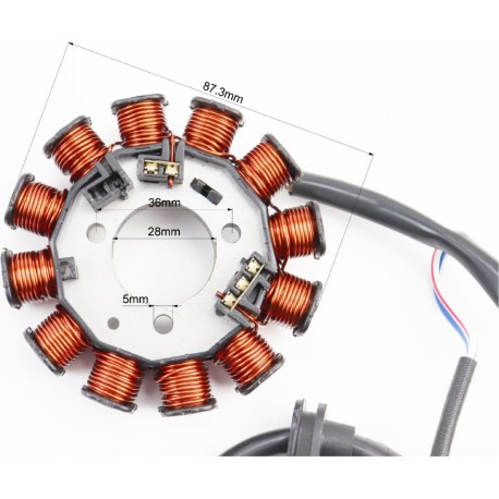 Статор магнето (генератора) Yamaha JOG SA-36J/39J (12 катушек разъем "мама/мама 2+2"), Тайвань Mototech