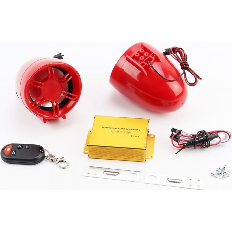 АУДИО-блок (МРЗ-USB/SD, FM-радио, пультДУ, сигнализация)+колонки 2шт, красные Китай