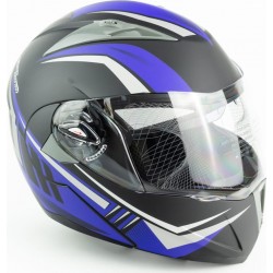 Шлем модуляр с откидным подбородком,   очки F-158 S (55-56см), чёрно-синий мат FORTE