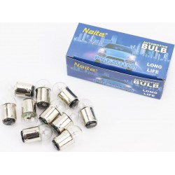 Лампа поворотника BA15D (с цоколем), белая 12V/10W G18, к-кт 10шт Naite
