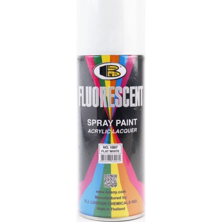 Краска белая акрил (матовая) №1007 "FLUORESCENT", аэрозоль 400ml BOSNY