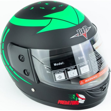 Шлем интеграл BLD-825A М (57-58см), чёрно-зелёный "хищник" мат BLD