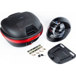 Кофр средний (пластмассовый) 445x385x280мм, чёрный матовый LX-809+ШЛЕМ KUROSAWA