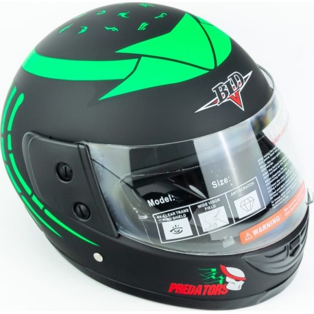 Шлем интеграл BLD-825A XS (53-54см), чёрно-зелёный "хищник" мат BLD