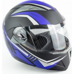 Шлем модуляр с откидным подбородком,   очки F-158 М (57-58см), чёрно-синий мат FORTE