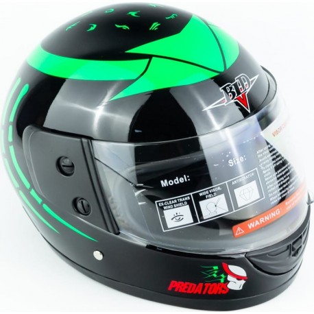 Шлем интеграл BLD-825A М (57-58см), чёрно-зелёный "хищник" BLD
