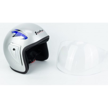 Шлем открытый HK-215, CЕРЫЙ с рисунком ( отличия рисунков, дефекты покраски) Toukui