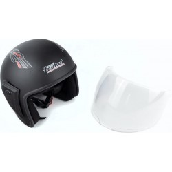 Шлем открытый HK-215, чёрный матовый с красно-серым рисунком  отличия рисунков) Toukui