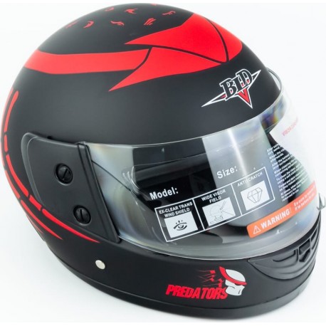Шлем интеграл BLD-825A XS (53-54см), чёрно-красный "хищник" мат BLD