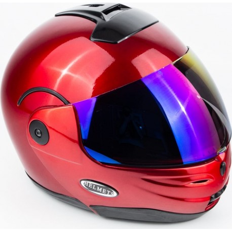 Шлем модуляр с откидным подбородком, зеркальный визор HF-108 S (55-56см), красный MT