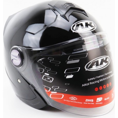 Шлем открытый+очки AK-720, чёрный AK