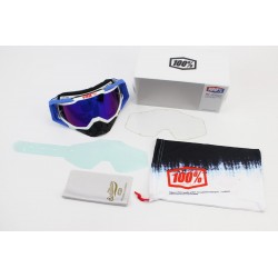 Очки кроссовые/эндуро/АТV со сменным стеклом+защитная плёнка 1шт бело-сине-чёрные