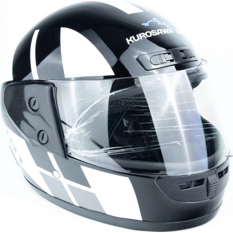 Шлем интеграл HF-101 S, чёрно-белый Q237-W KUROSAWA