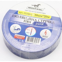 Лента изоляционная, синяя (20м*19мм*150мкм) MUSTANG Украина