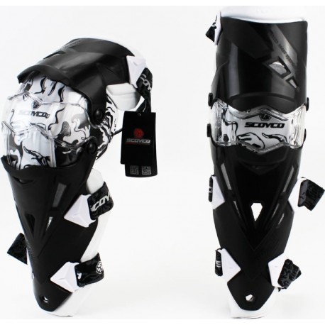 Наколенники защитные (колено+голень) к-кт 2шт, чёрно-белые SCOYCO