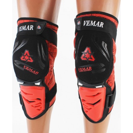 Наколенники защитные (колено+голень) к-кт 2шт, чёрно-красные тип 2 VEMAR