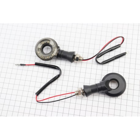 Поворотник диодный "БУБЛИК" с отверстием, чёрный, к-кт 2шт RACING