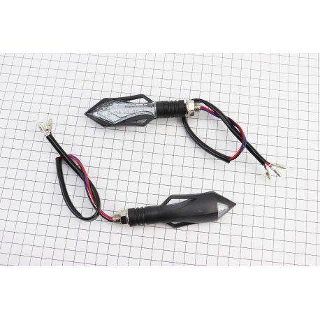 Поворотник диодный LED "СТРЕЛА" с отверстием и габаритом, чёрный, к-кт 2шт RACING