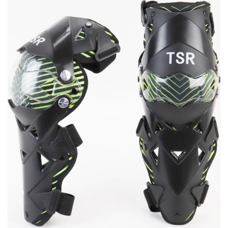 Наколенники защитные (колено+голень) к-кт 2шт, чёрно-зелёные TSR