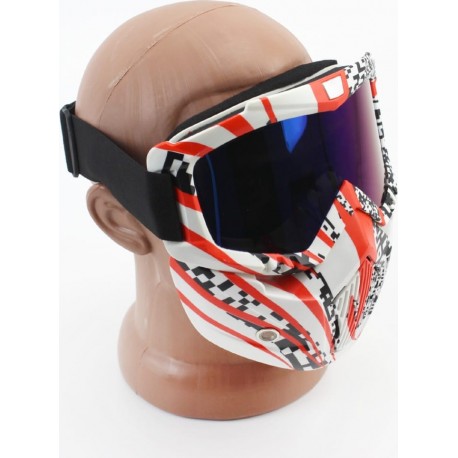 Очки+защитная маска, бело-красно-чёрная (хамелеон стекло), MT-009 Китай