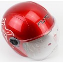 Шлем детский открытый Т68, красный с бело-красным рисунком RUITO