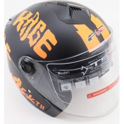 Шлем открытый+очки 707 XS, чёрный матовый с оранжевым рисунком F-2