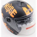 Шлем открытый+очки 707 XS, чёрный матовый с оранжевым рисунком F-2