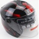 Шлем открытый+очки 707 XS, чёрный с красным рисунком F-2