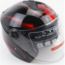 Шлем открытый+очки 707 XS, чёрный с красным рисунком F-2