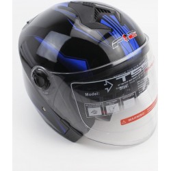 Шлем открытый+очки 707 S, чёрный с синим рисунком F-2