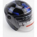 Шлем открытый+очки 707 S, чёрный с синим рисунком F-2