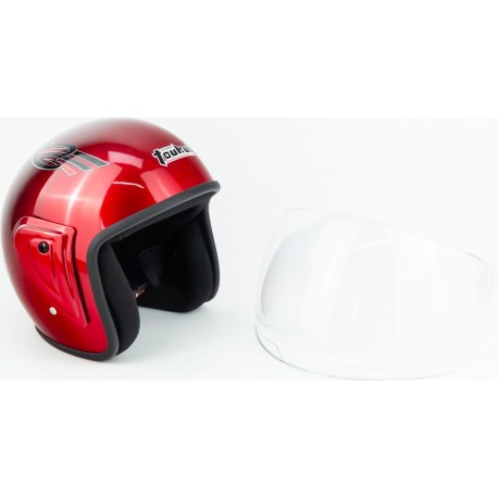 Шлем открытый HK-215, красный с рисунком (отличия рисунков, дефекты покраски) Toukui