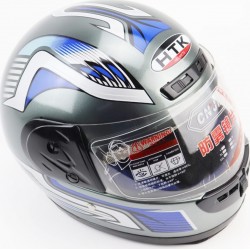 Шлем интеграл с воротом HK-221, серый с рисунком HTK
