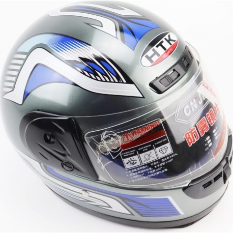 Шлем интеграл с воротом HK-221, серый с рисунком HTK