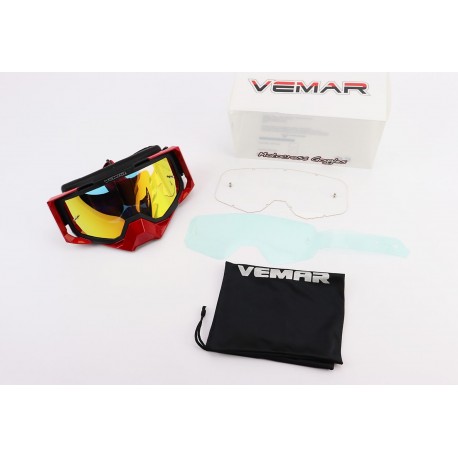Очки кроссовые/эндуро/АТV, чёрно-красные (зеркальное стекло), MJ-1024-1 VEMAR
