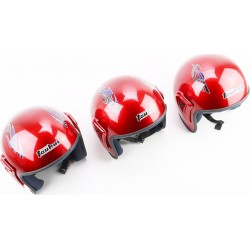 Шлем открытый HK-215, красный с синим рисунком (отличия рисунков, дефекты покраски) Toukui