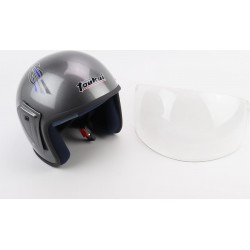 Шолом відкритий HK-215, СІРИЙ з синім малюнком (незначні відмінності малюнків) Toukui