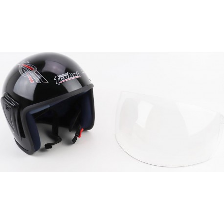 Шлем открытый HK-215, чёрный с красно-серым рисунком ( отличия рисунков) Toukui