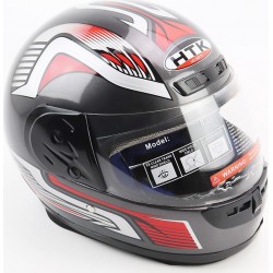 Шлем интеграл с воротом HK-221, серый с рисунком HTK