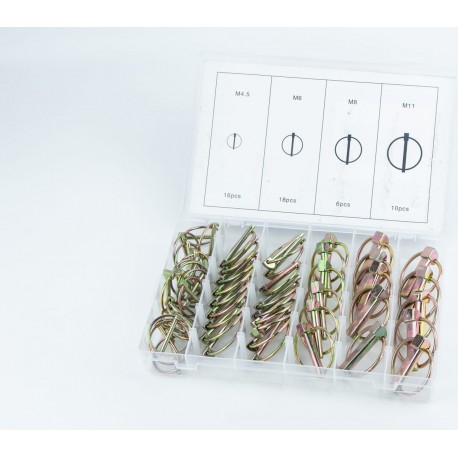 Набор шплинтов с кольцом (L-36,5/d-4,8, L-44,5/d-6,4, L-44,5/d-8, L-45/d-11) 4 вида, 50шт Китай