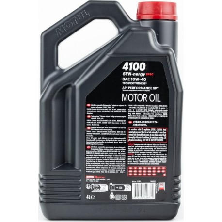 Масло 4T 10W-40 полусинтетическое универсальное "4100 SYN-NERGY SPEC", 4L MOTUL